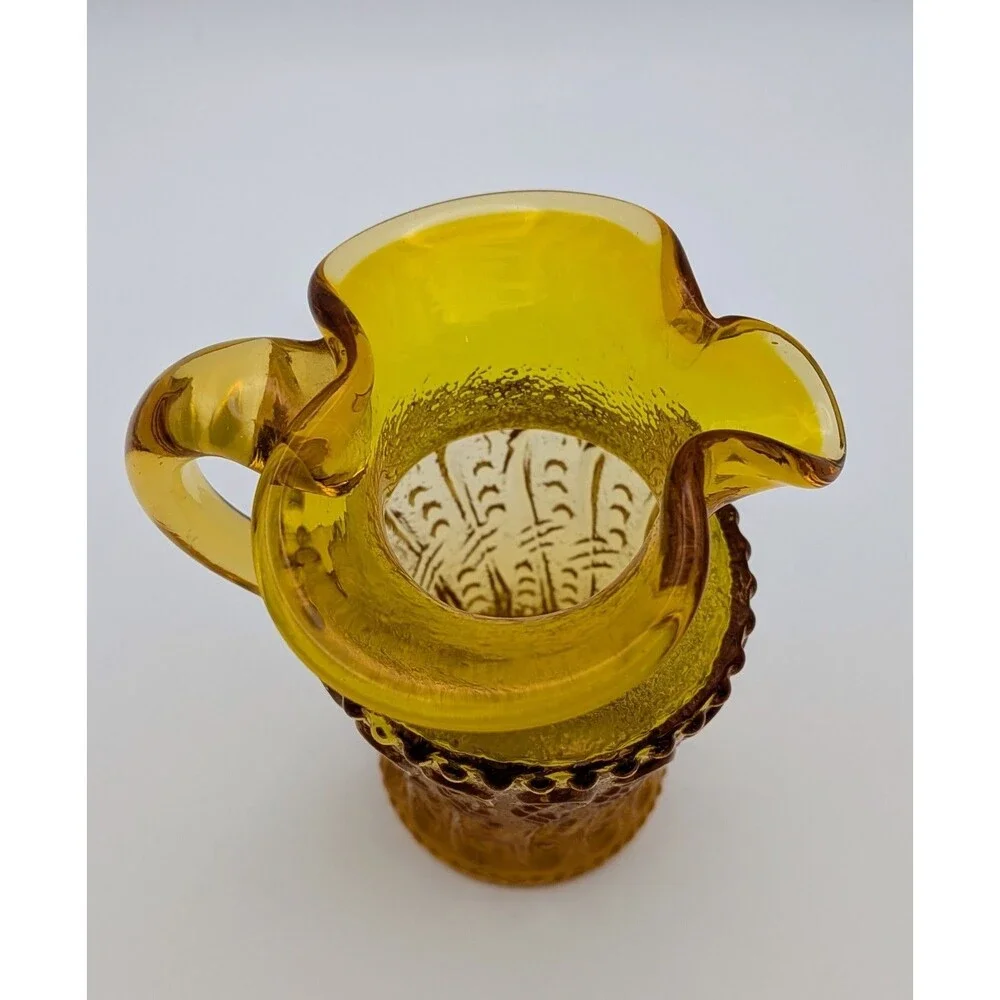 Kanawha Yellow Art‎ Glass Mini Pitcher Cadmium Glow 4